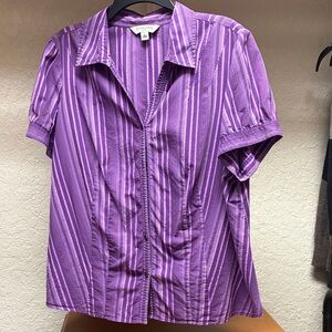 St. John's Bay Violet Striped Button-Up Blouse